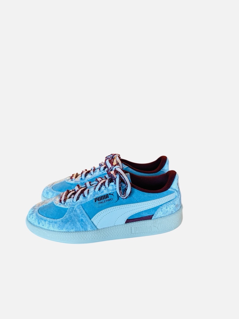 PUMA Palermo "Cherry Blues" Suede Retro Sneakers – Team Light Blue/White